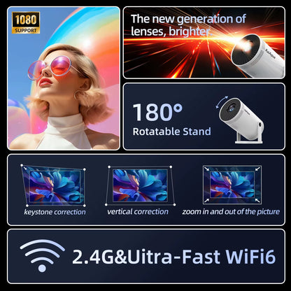 Ultra HD FY300 4K1280*720 HDMI Glass Lens Intelligent Portable Home Projector Home Theater Business Teaching.
