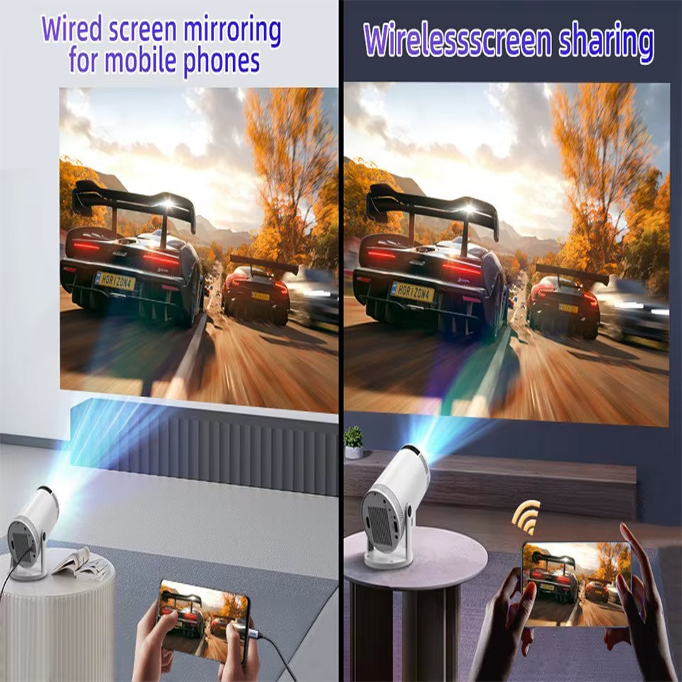 Ultra HD FY300 4K1280*720 HDMI Glass Lens Intelligent Portable Home Projector Home Theater Business Teaching.