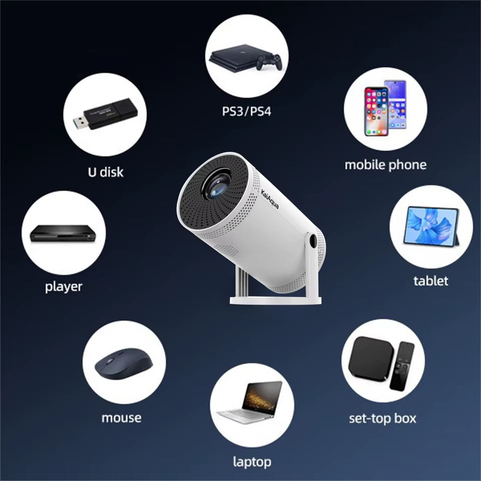 Ultra HD FY300 4K1280*720 HDMI Glass Lens Intelligent Portable Home Projector Home Theater Business Teaching.